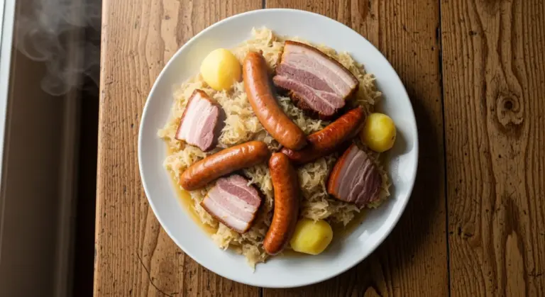 Assiette de choucroute réchauffée