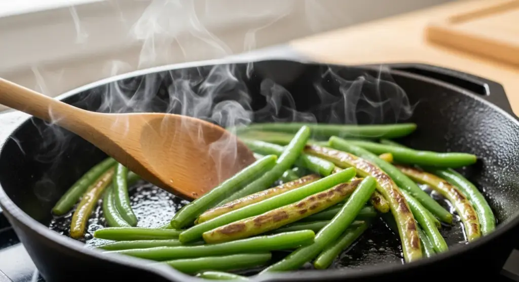 Cuisson des haricots à la poele