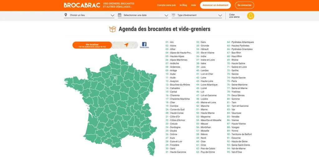 Page d'accueil du site web Brocabrac
