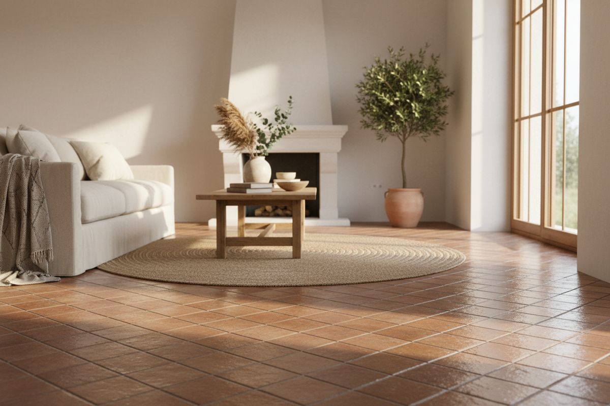 Carrelage couleur rouille