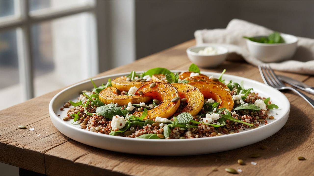 Assiette de butternut avec du quinoa