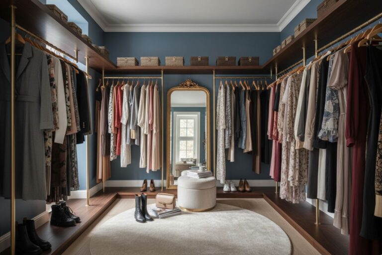 Grand dressing dans une pièce dédiée