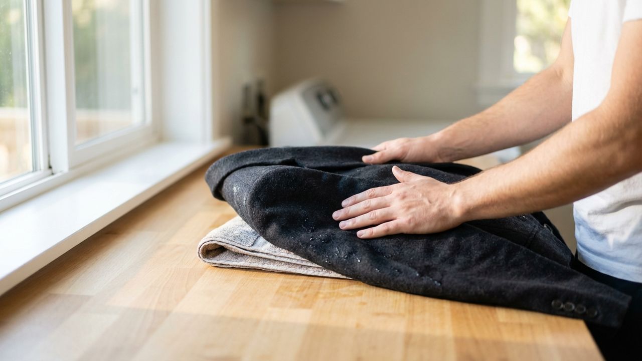 Lavage d'une veste de costume à la main