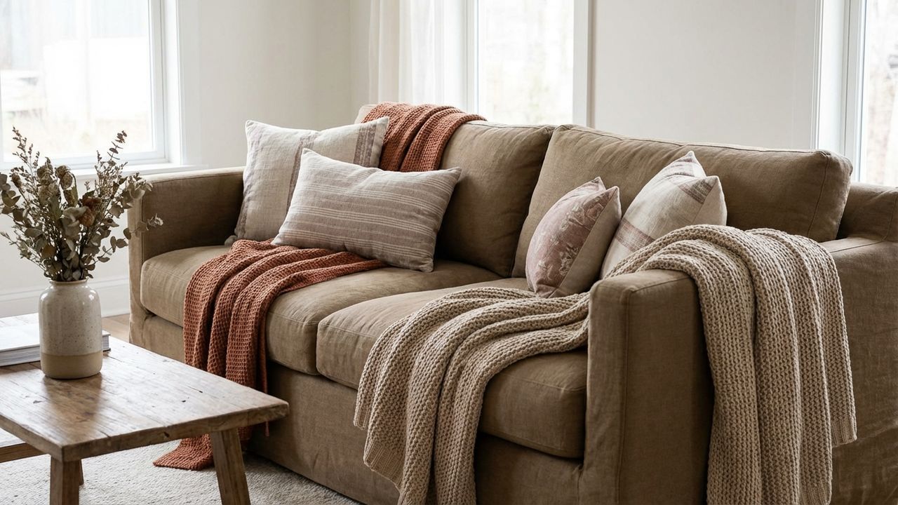 Canapé et accessoires dans ces couleurs