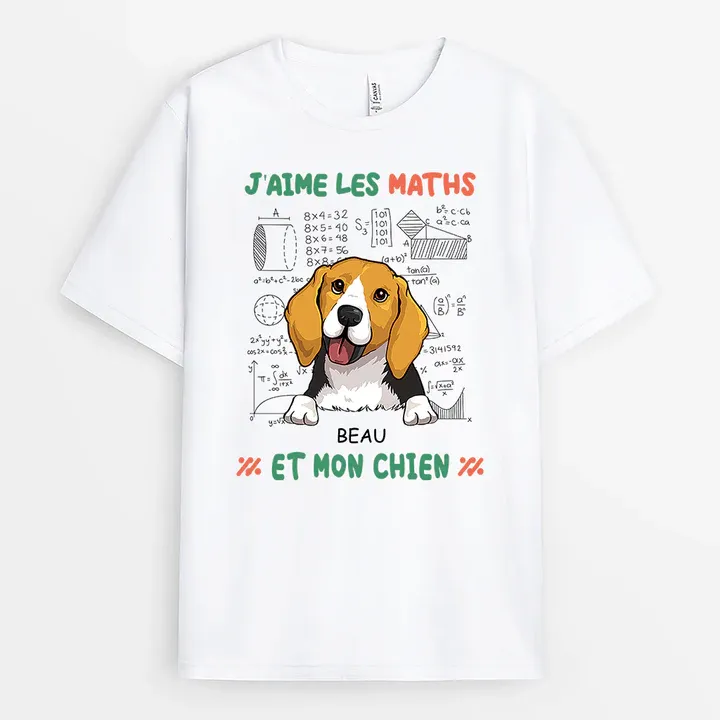 T shirt personnalisable chien et math