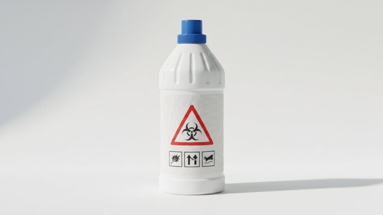 Bouteille de javel concentrée avec étiquette de conservation