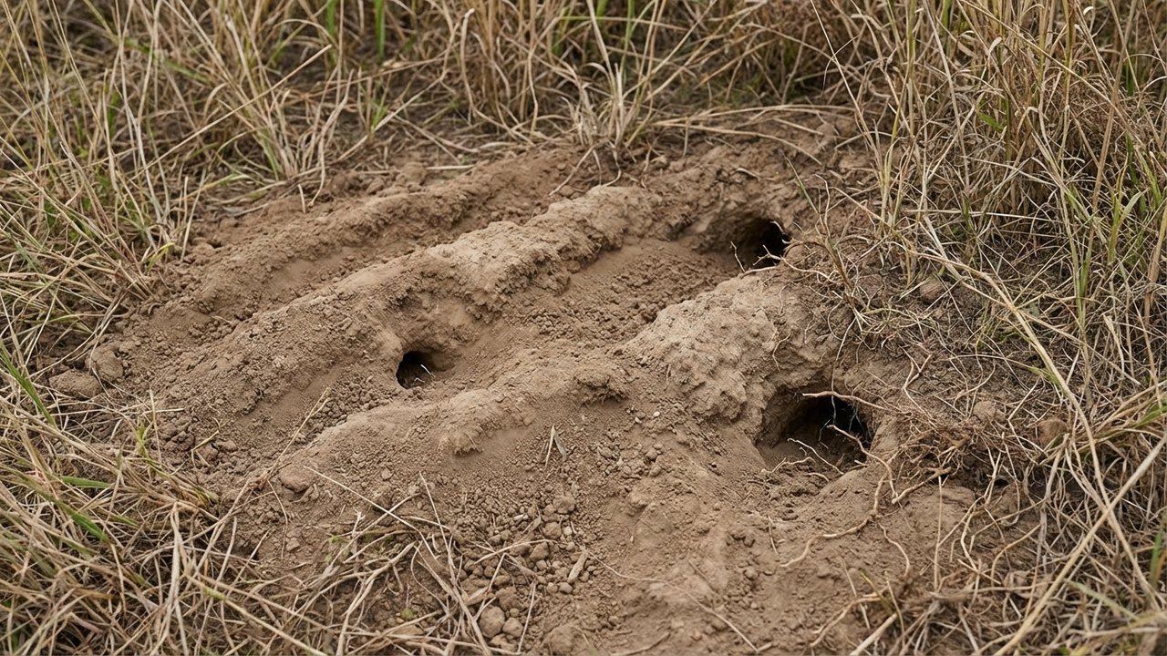 Galeries souterraines créées par les campagnols et rats taupiers