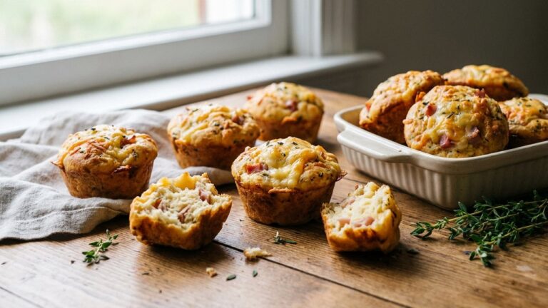 Muffins salés moelleux garnis de fromage et jambon