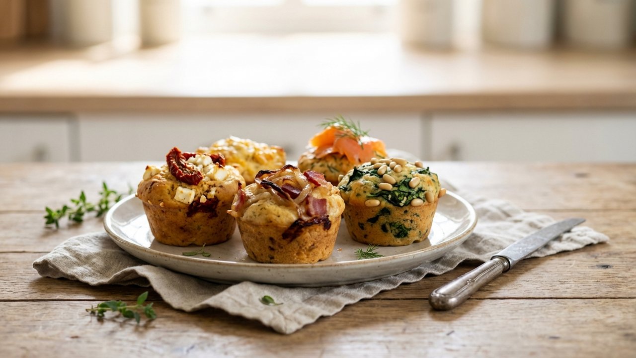 Assortiment de muffins salés avec différentes garnitures originales