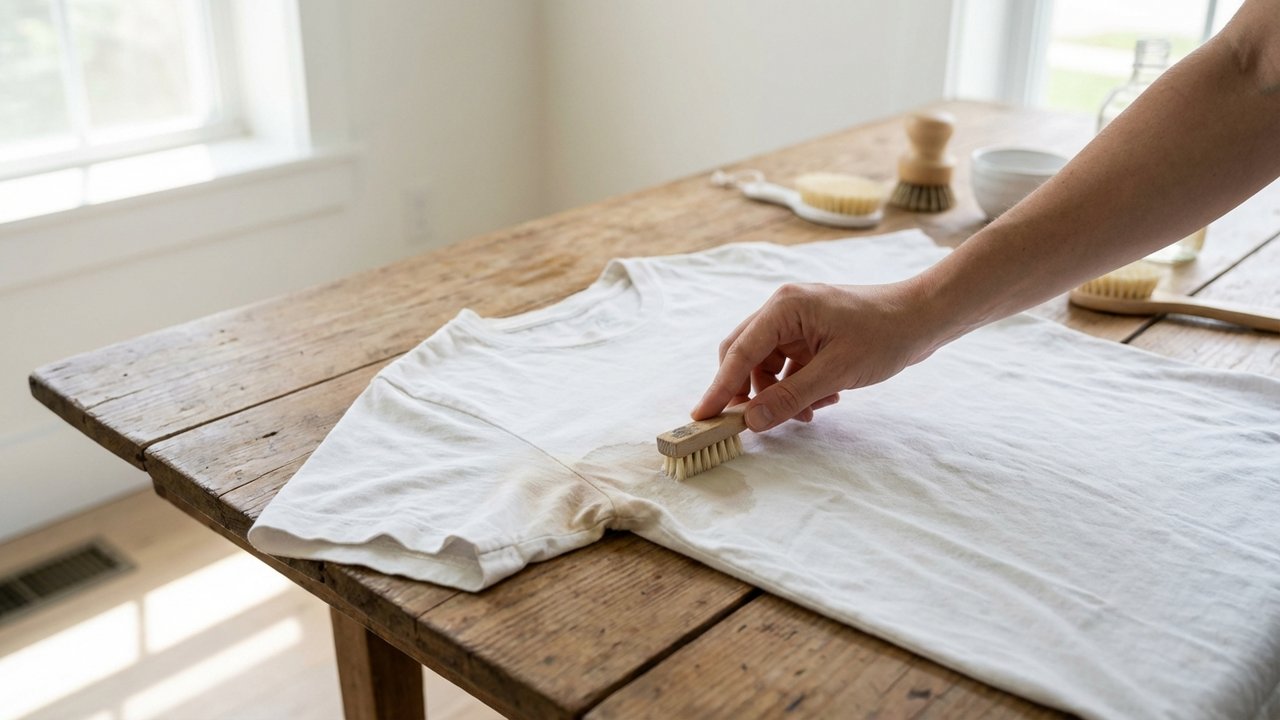 Élimination des auréoles jaunes de transpiration sur t-shirt blanc