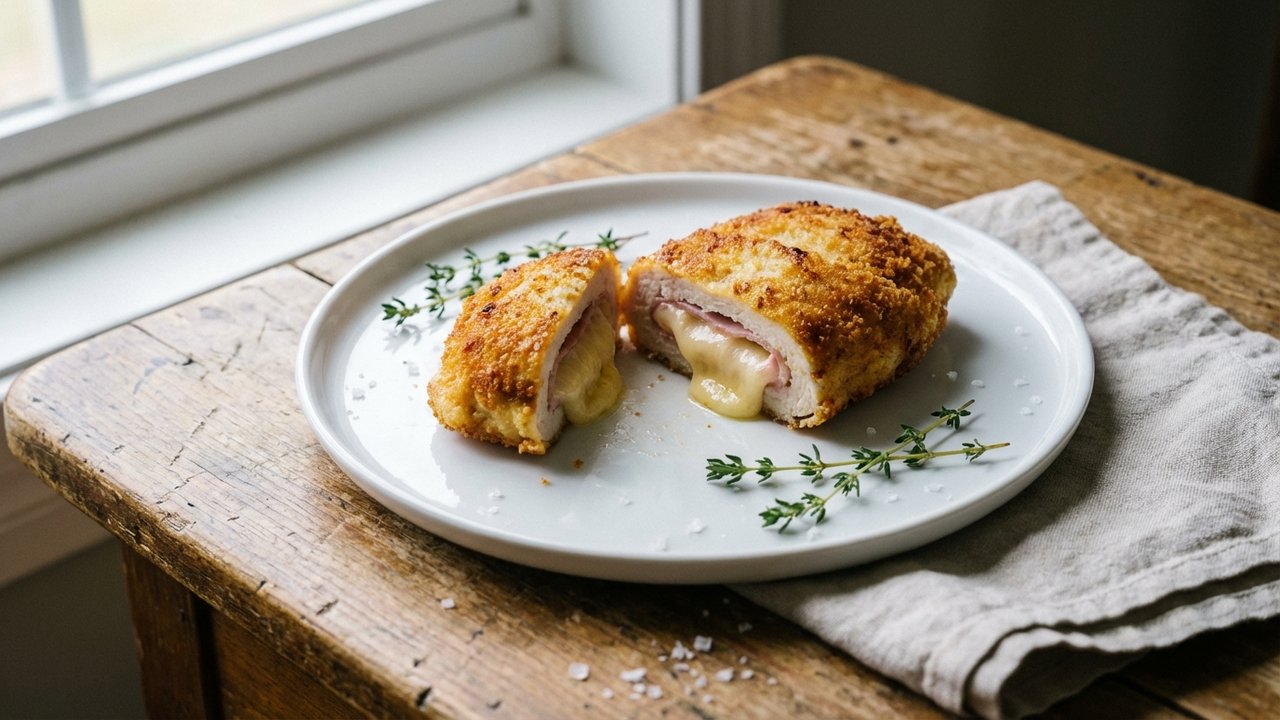Cordon bleu doré à la poêle avec panure croustillante