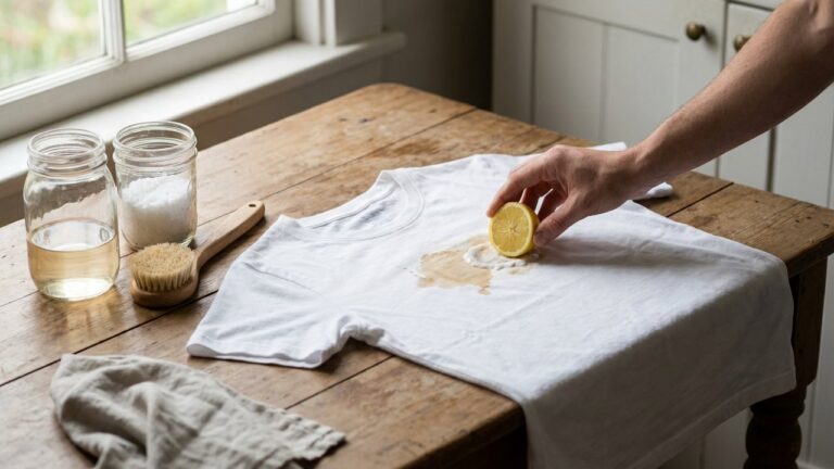 Détachage d'un t-shirt blanc avec des produits naturels