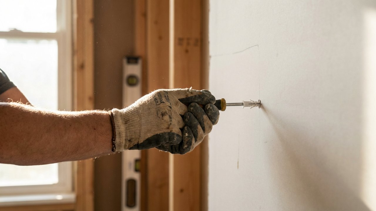 Installation d'une cheville murale pour fixer un meuble haut de cuisine