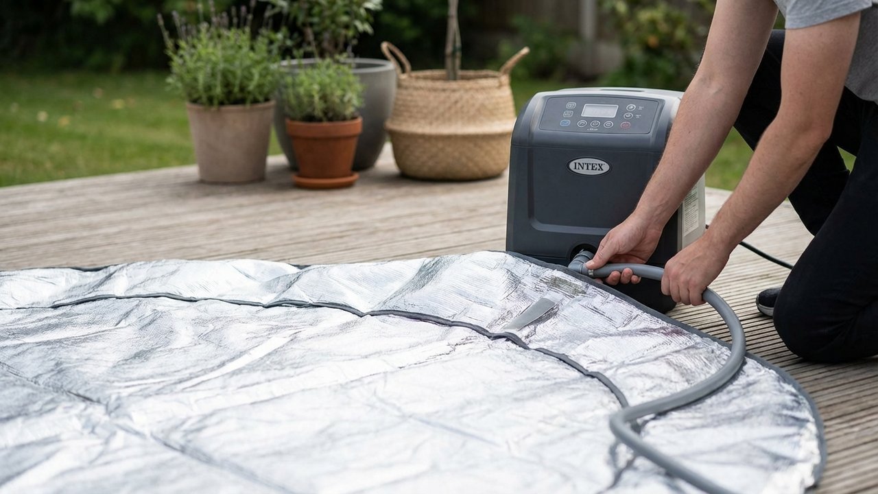 Gonflage du couvercle isotherme d'un spa Intex