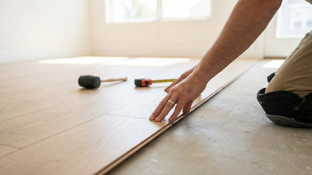 Pose de parquet stratifié avec emboîtement des lames