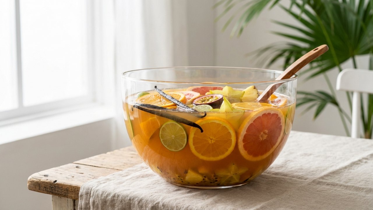 Punch planteur antillais avec vanille, épices et fruits exotiques