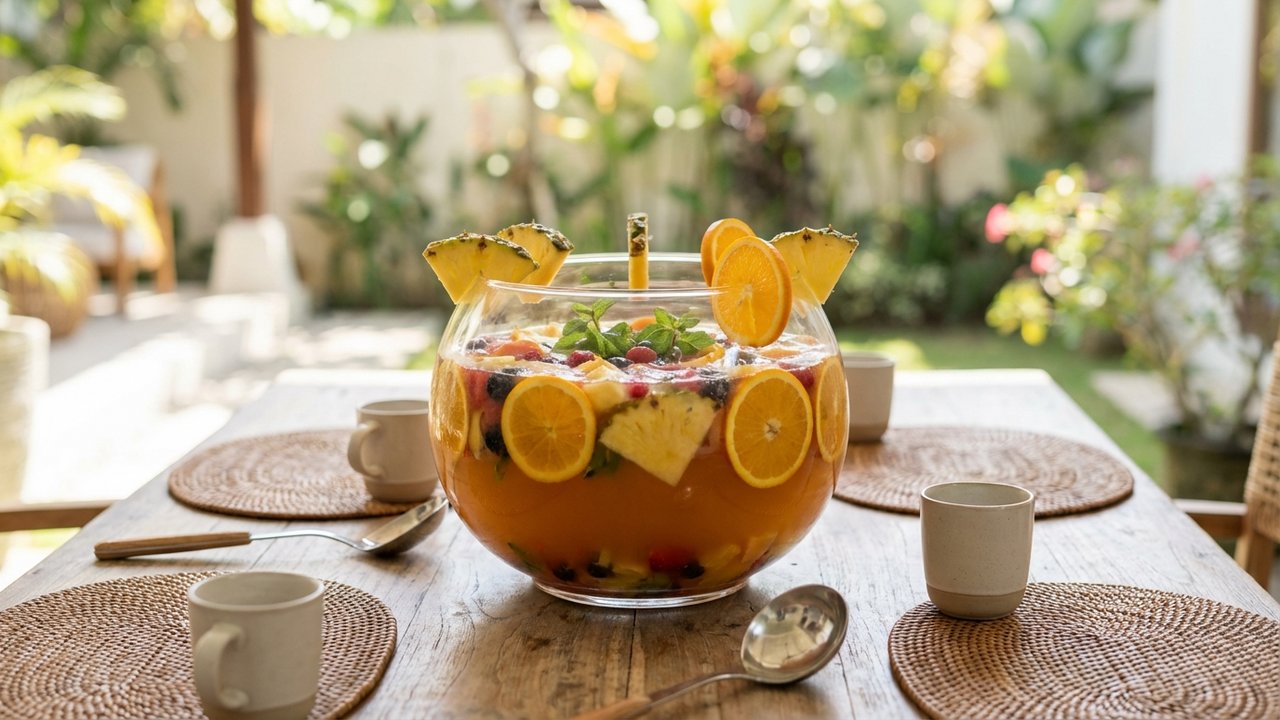 Grand saladier de punch fruité tropical pour 50 personnes