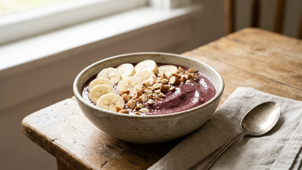 Smoothie aux amandes et banane préparé au blender