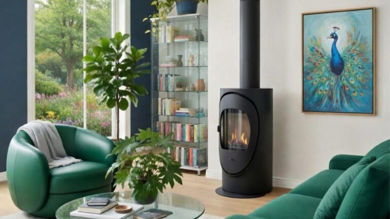 Poêle à bois installé dans un salon
