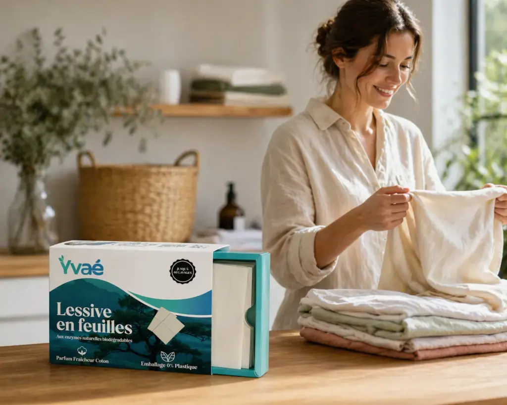 Lessive en feuilles de la marque Yvae