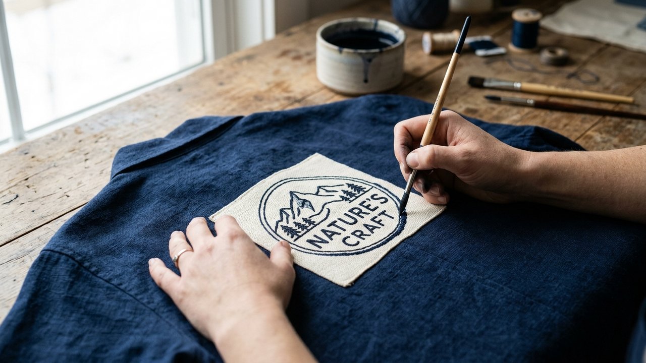 Teinture au pinceau en contournant soigneusement un logo