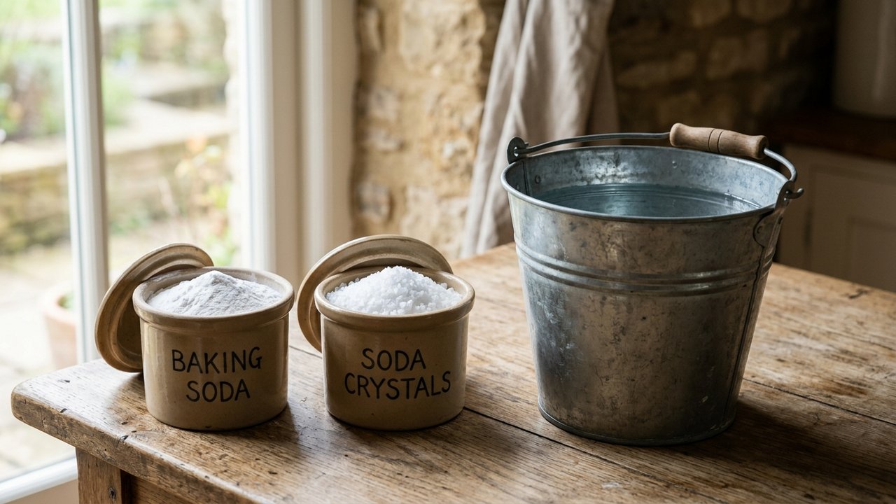 Bicarbonate de soude et cristaux de soude pour nettoyer les pavés