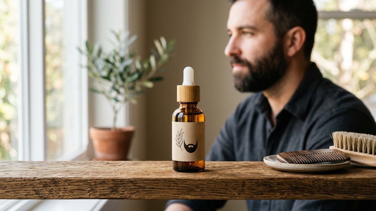 Flacon d'huile pour faire pousser la barbe