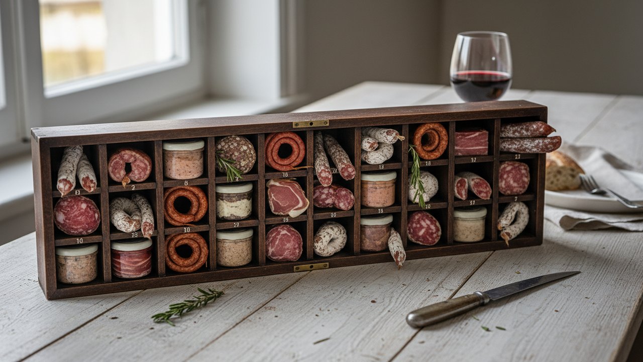 Calendrier de l'Avent saucisson avec mini-saucissons artisanaux assortis
