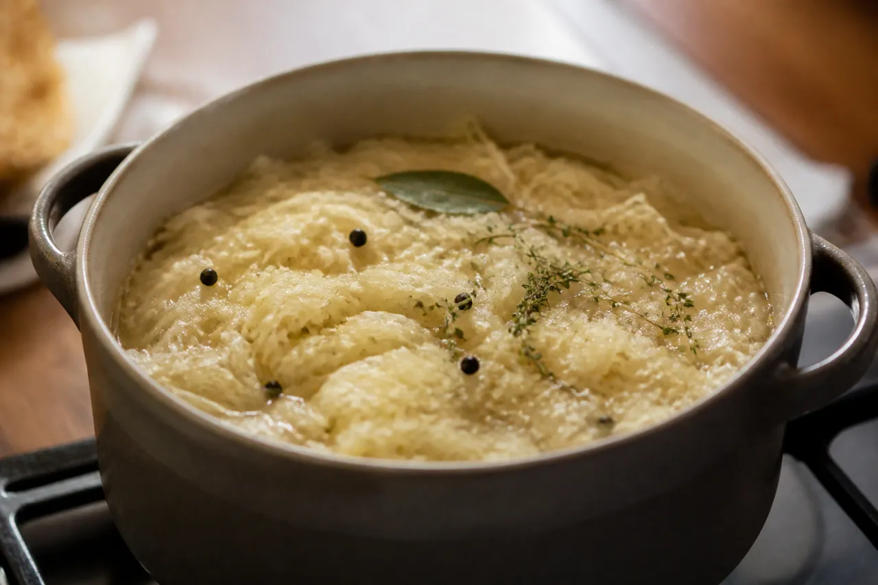 Cuisson de la choucroute au vin blanc en cocotte
