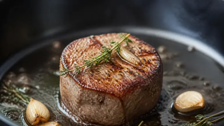 Cuisson tournedos à la poêle, viande bien saisie
