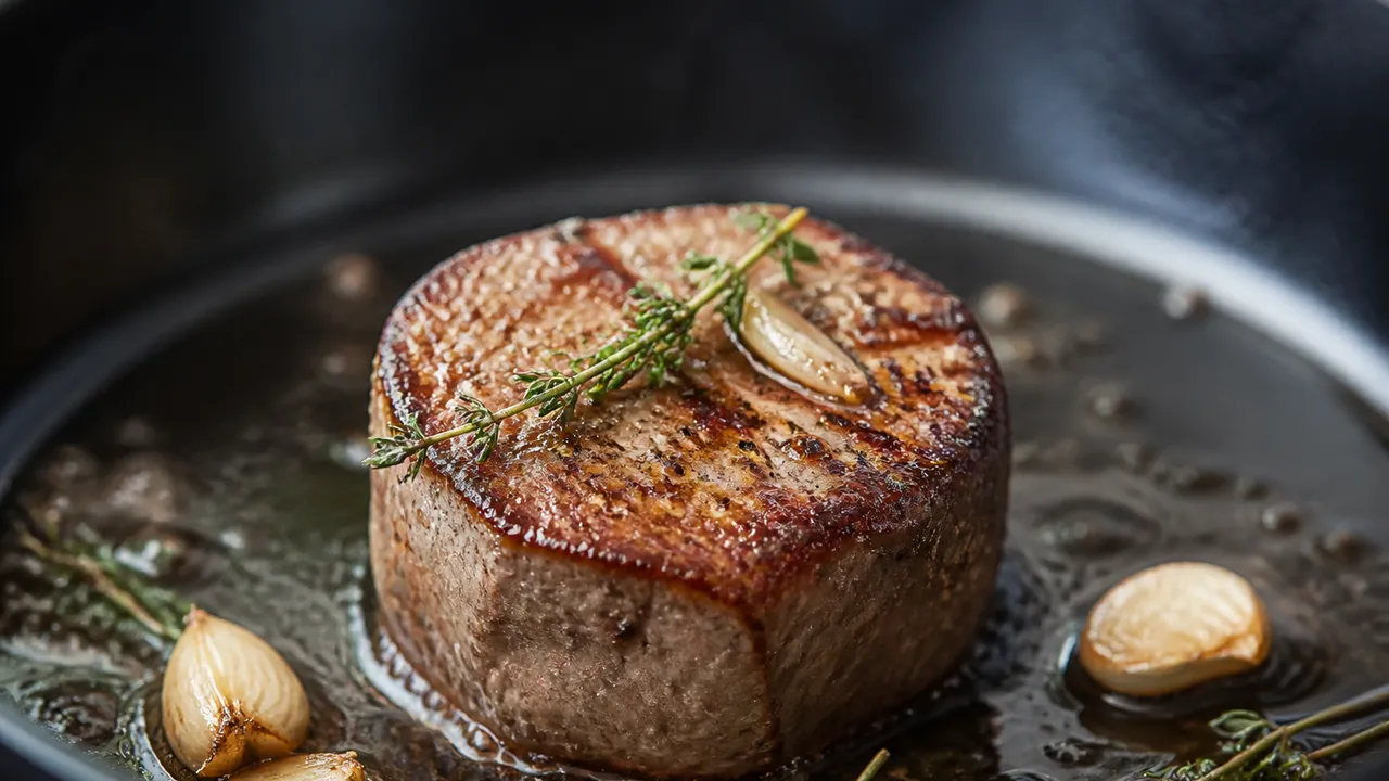 Cuisson tournedos à la poêle, viande bien saisie