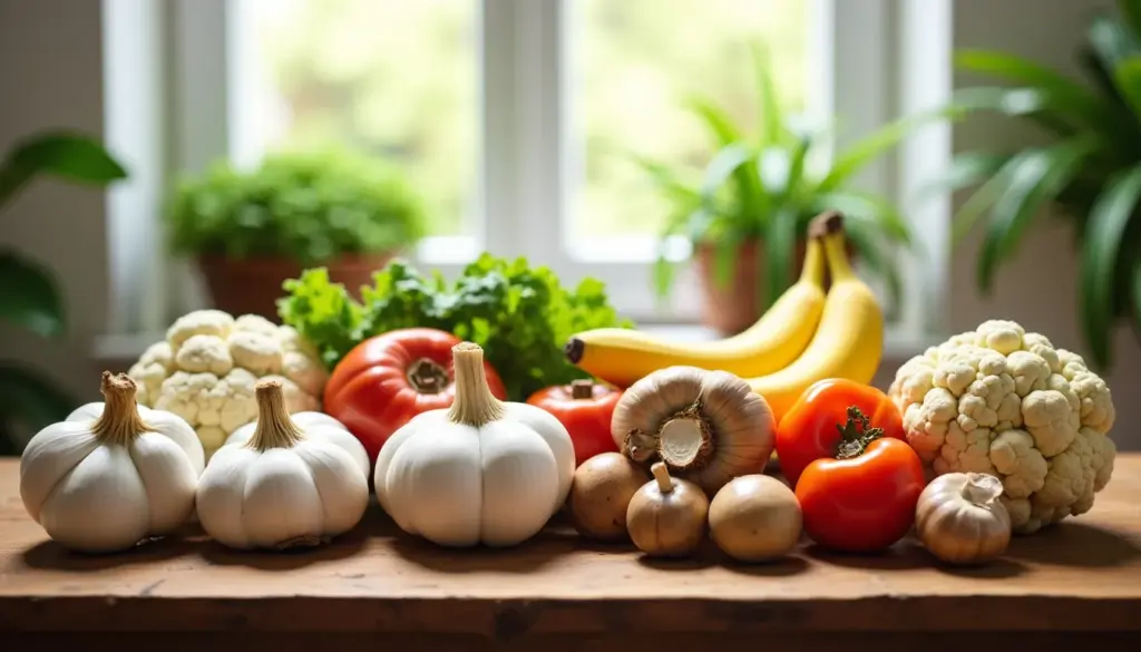 Légumes du couleur avec un oignon blanc