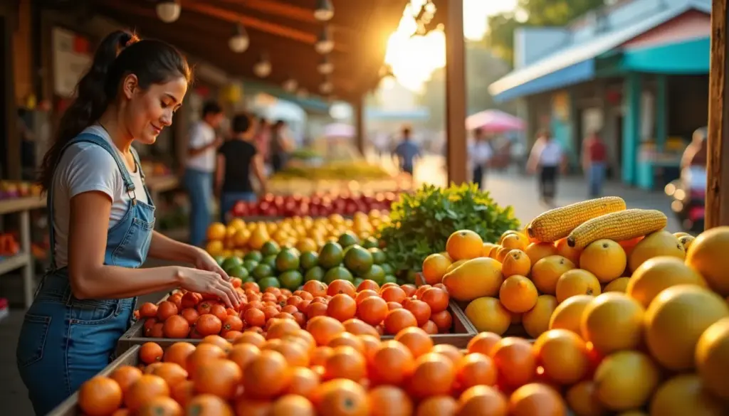 Femme qui choisit des oranges
