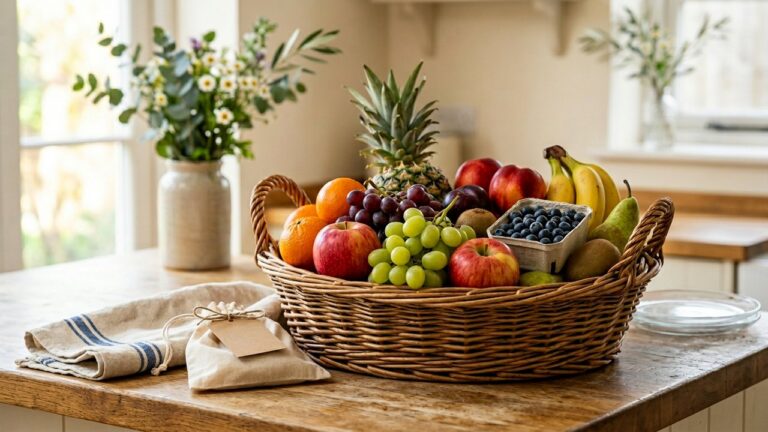 Panier de fruits frais colorés prêt à être livré à domicile