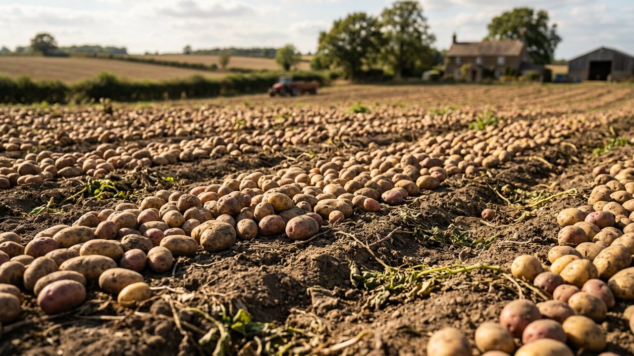 Pommes de terre fraîchement récoltées en train de sécher avant stockage