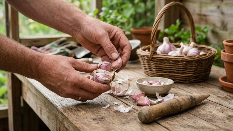 Séparation des gousses d'ail avant la plantation au jardin