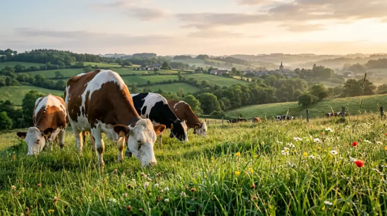 Vaches laitières dans un paturage
