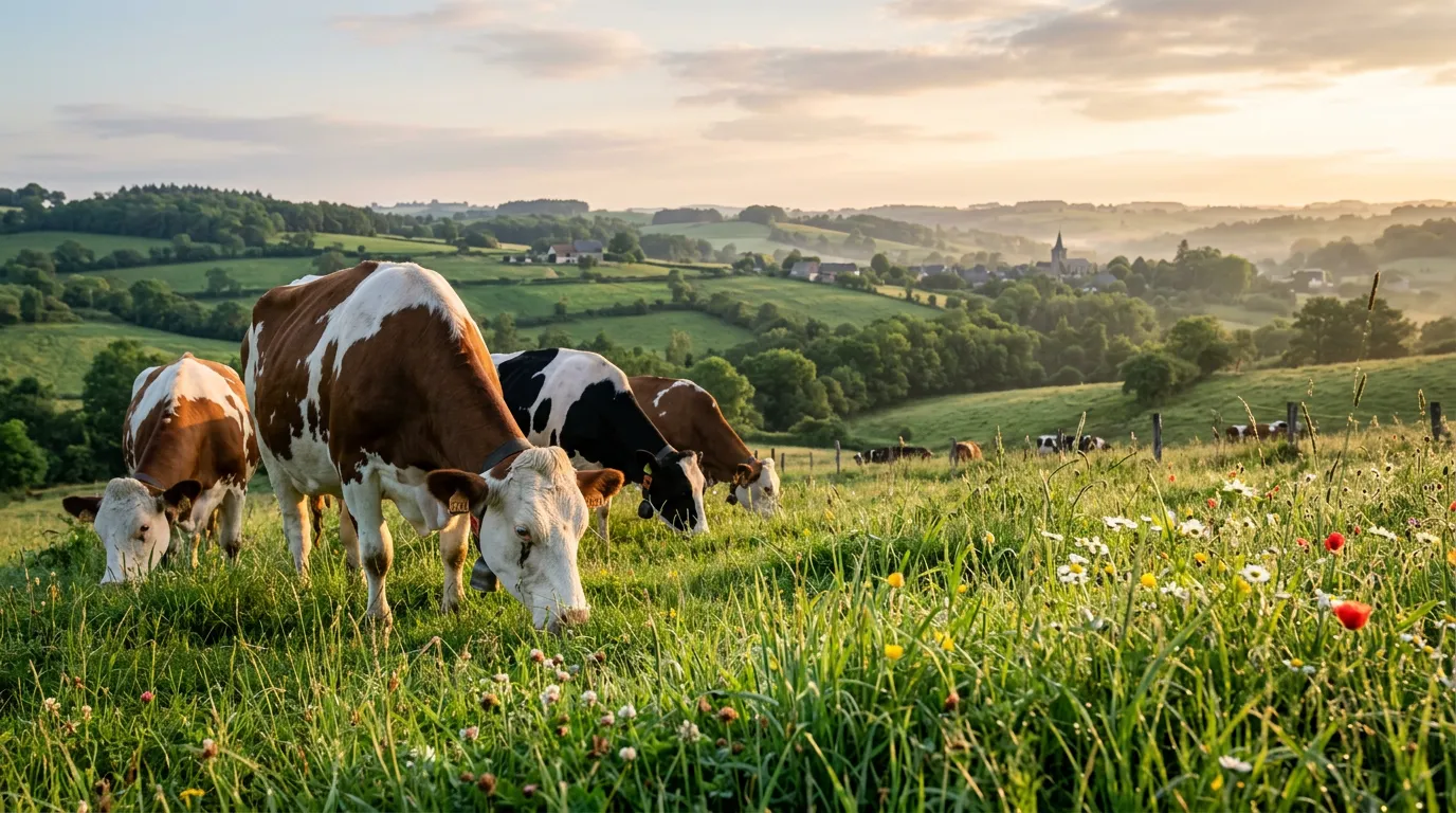 Vaches laitières dans un paturage